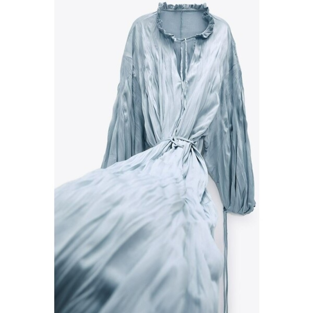 ZARA maxi wrinkle blue dress